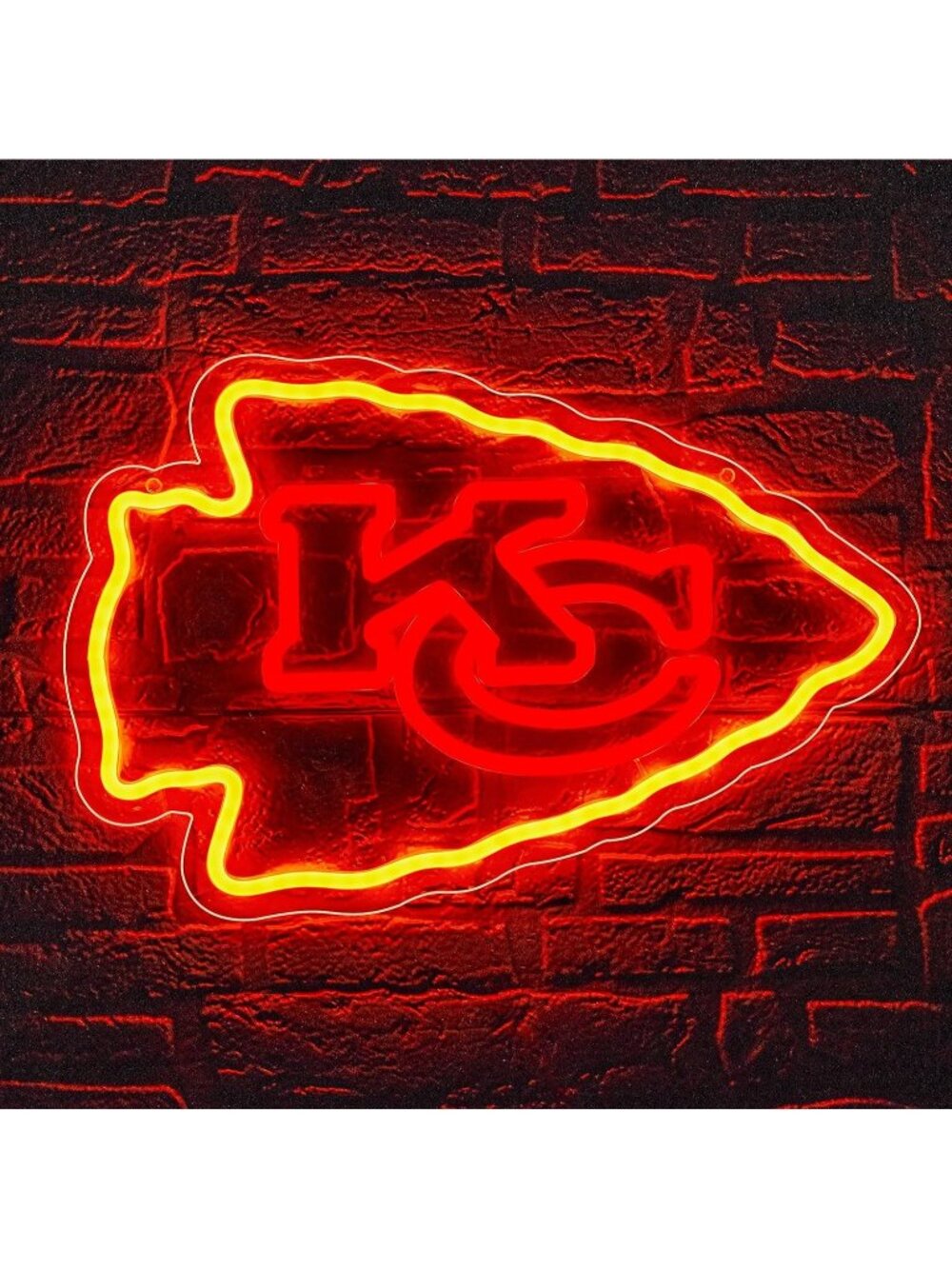 KC Neon Sign Acrylic Silicon Orange Red Dimmable LED Neon Light Football Theme